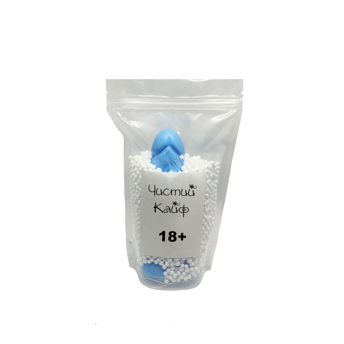 Мило у формі пеніса Чистий Кайф Blue size L, крафтове мило-член, натуральне