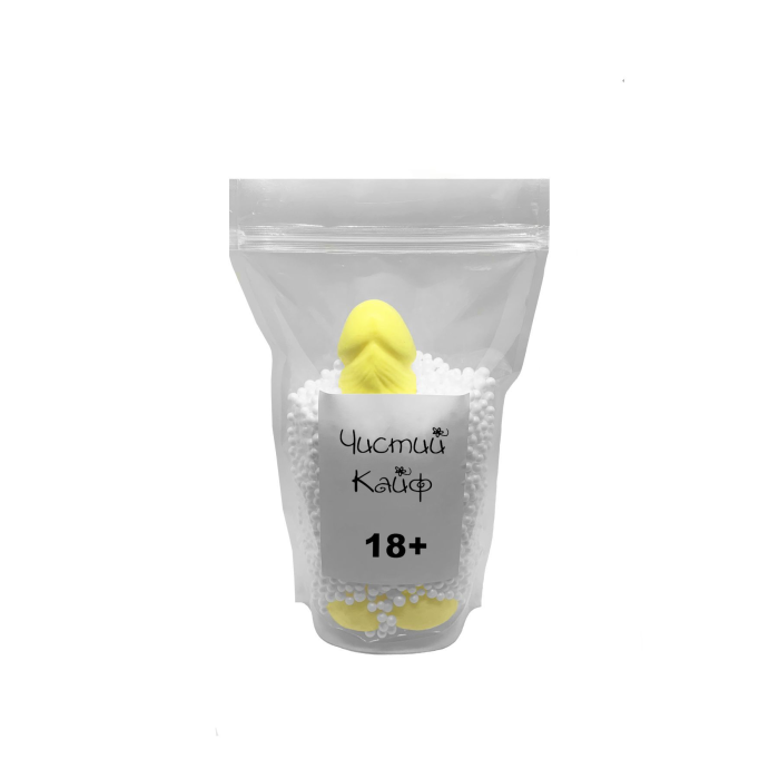 Мило у формі пеніса Чистий Кайф Yellow size L, крафтове мило-член, натуральне