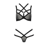 Комплект білизни Passion Exclusive HAGAR SET S/M, black, стрепи, трусики та ліф