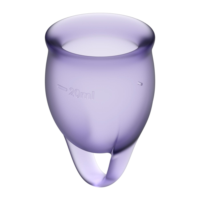 Набір менструальних чаш Satisfyer Feel Confident (lila), 15мл та 20мл, мішечок для зберігання