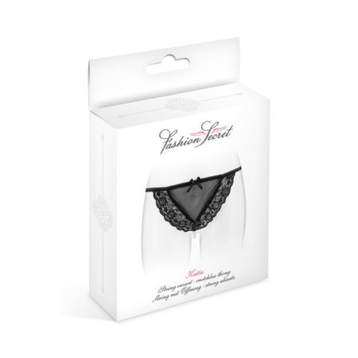 Трусики-стрінги з перлинною ниткою Fashion Secret KATIA Black