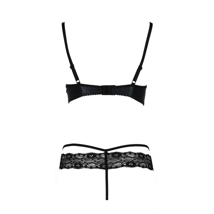 Комплект білизни Passion Exclusive NORTH SET L/XL, black, ліф і трусики з елементами під латекс
