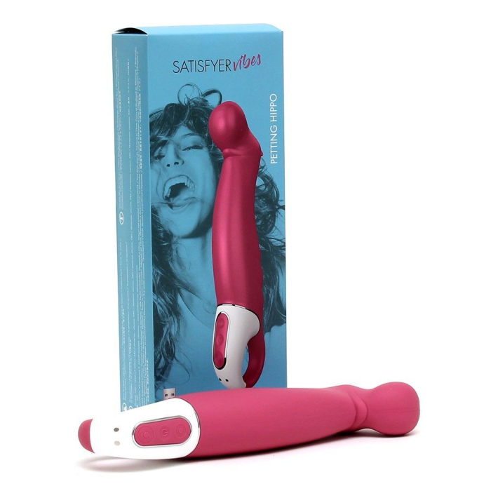 Потужний вібратор Satisfyer Vibes Petting Hippo з гнучким стовбуром, літій силікон, 12 режимів