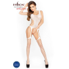 Бодістокінг Passion BS019 white, комбінезон, імітація панчіх і пояса