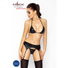 Комплект білизни під латекс Passion CAPRI SET L/XL, black, міні-бікіні, стрінги, пояс для панчіх