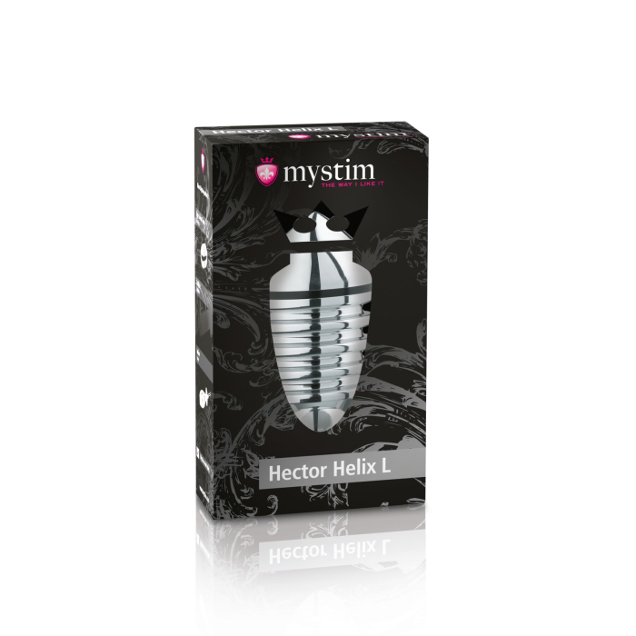 Металева анальна пробка Mystim Hector Helix L для електростимулятора, діаметр 5 см