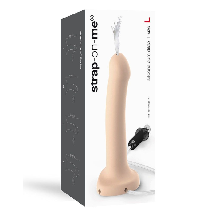 Фалоімітатор, що кінчає Strap-On-Me Dildo Cum Flesh, діаметр 3,6 см, силікон, насадка для страпону