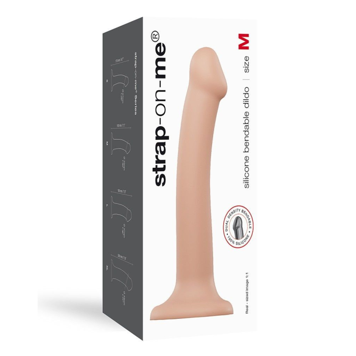 Насадка для страпона Strap-On-Me Dual Density Dildo Flesh M, діаметр 3,3 см, двошарова, гнучкий