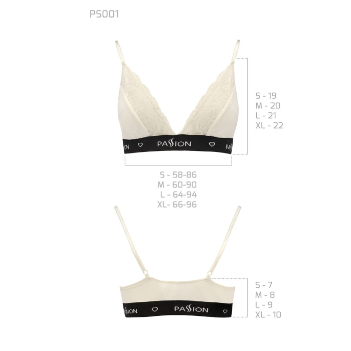 Еластичний топ з мереживом Passion PS001 TOP XL, ecru