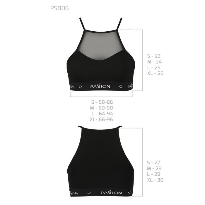 Спортивний топ з прозорою вставкою Passion PS006 TOP XL, black