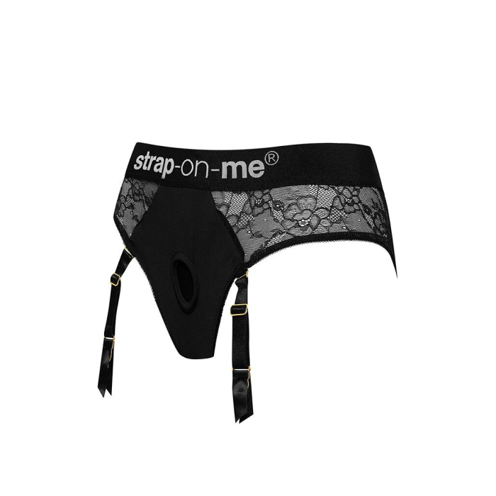 Мереживні труси для страпону з підв'язками для панчох Strap-On-Me DIVA HARNESS - M