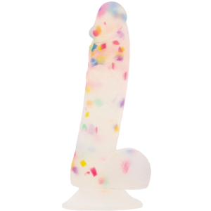 Фалоімітатор з конфетті ADDICTION - PARTY MARTY 7.5″ - FROST & CONFETTI, 19 см, силікон