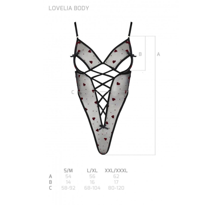 Еротичний боді з малюнком Passion LOVELIA BODY XXL/XXXL, black