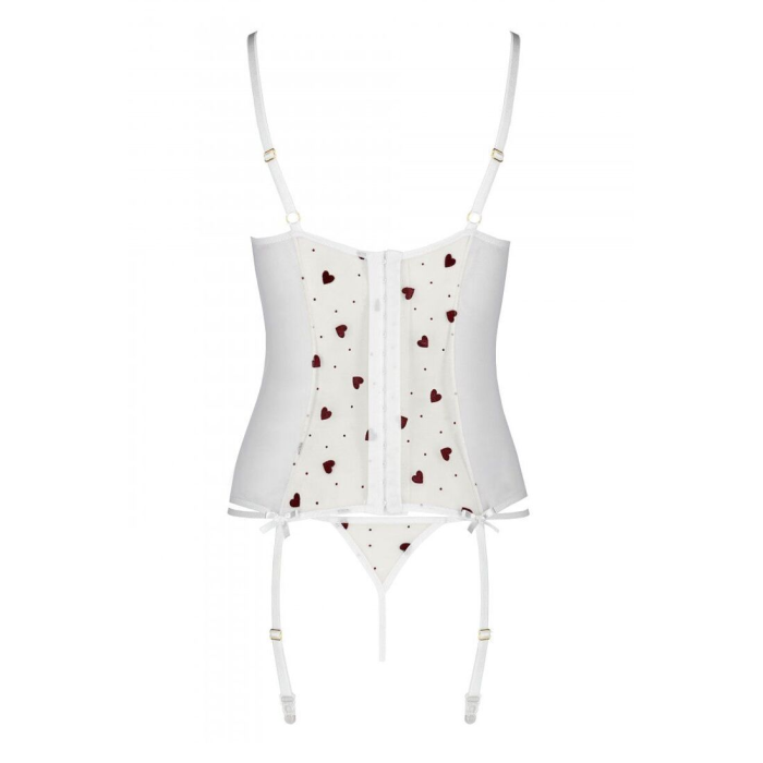 Корсет з підв'язками, стрінги Passion LOVELIA CORSET S/M, white