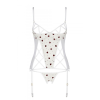 Корсет з підв'язками, стрінги Passion LOVELIA CORSET XXL/XXXL, white