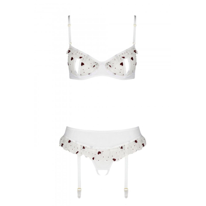 Сексуальний комплект з поясом для панчіх Passion LOVELIA SET S/M, white