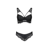 Комплект з еко-шкіри та мережива Passion LOONA SET L/XL, black, бра і трусики