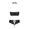 Комплект з еко-шкіри Passion NANCY BIKINI XXL/XXXL, black, бра та трусики з імітацією шнурівки