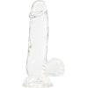 Прозорий фалоімітатор на присосці ADDICTION — Clear Dildo with Balls 6″, віброкуля в подарунок