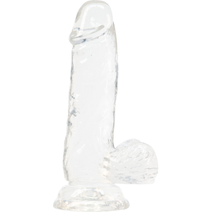 Прозорий фалоімітатор на присосці ADDICTION — Clear Dildo with Balls 6″, віброкуля в подарунок