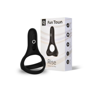 Подвійне ерекційне кільце Fun Town Rise Black, керування зі смартфона