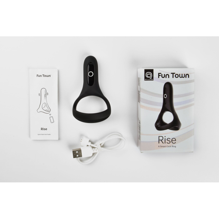 Подвійне ерекційне кільце Fun Town Rise Black, керування зі смартфона