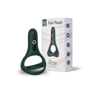 Подвійне ерекційне кільце Fun Town Rise Turquoise, керування зі смартфона