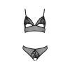 Комплект із бралету з ажурним ліфом та відкритими трусиками Passion CHRISTA SET Open Bra S/M black