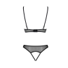 Комплект із бралету з ажурним ліфом та відкритими трусиками Passion CHRISTA SET Open Bra S/M black