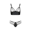 Комплект з екошкіри з люверсами та ремінцями Passion MALWIA BIKINI L/XL, black, бра та трусики