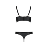 Комплект з екошкіри з люверсами та ремінцями Passion MALWIA BIKINI XXL/XXXL, black, бра та трусики
