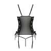 Сітчастий корсет з люверсами та знімними пажами Passion MALWIA CORSET S/M, black, екошкіра, стрінги