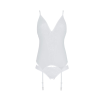 Корсет із пажами, трусики з ажурним декором та відкритим кроком Passion URSULA CORSET L/XL, white
