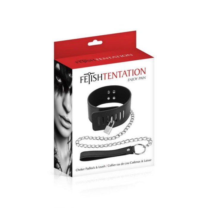 Нашийник з повідцем Fetish Tentation Padlock and Leash