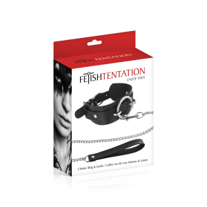 Нашийник великим кільцем та з повідцем Fetish Tentation Ring and Leash