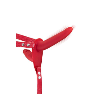 Подвійний страпон з вібрацією Fetish Tentation Vibrating Strap-On with Double Dildo Red