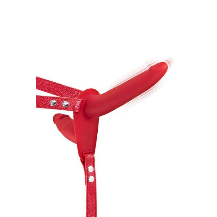 Подвійний страпон з вібрацією Fetish Tentation Vibrating Strap-On with Double Dildo Red