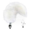 Металева анальна пробка з хвостом із натурального хутра Art of Sex size M White fox