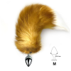 Металева анальна пробка з хвостом із натурального хутра Art of Sex size M Red fox