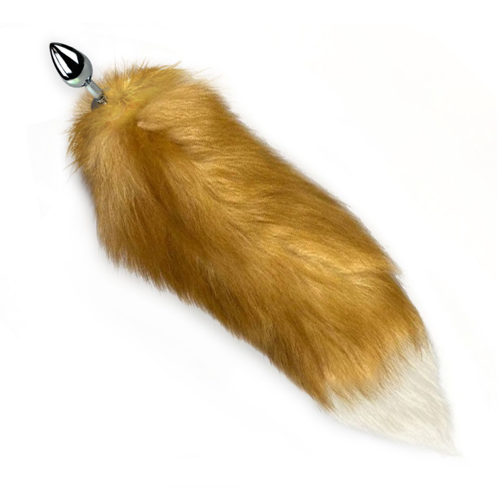 Металева анальна пробка з хвостом із натурального хутра Art of Sex size M Red fox