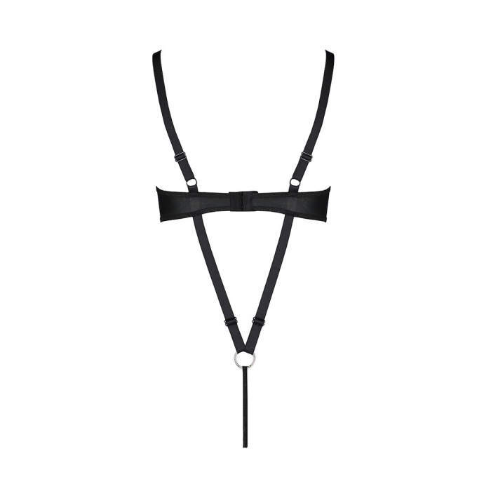 Боді з екошкіри Passion CELIN BODY L/XL, black, з доступом, відкритий